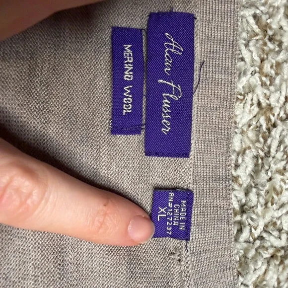 ✨🩶 Alan Flusser‎ Merino Wool Grandpa-Core Elbow Patch Cardigan Sweater XL 🩶✨